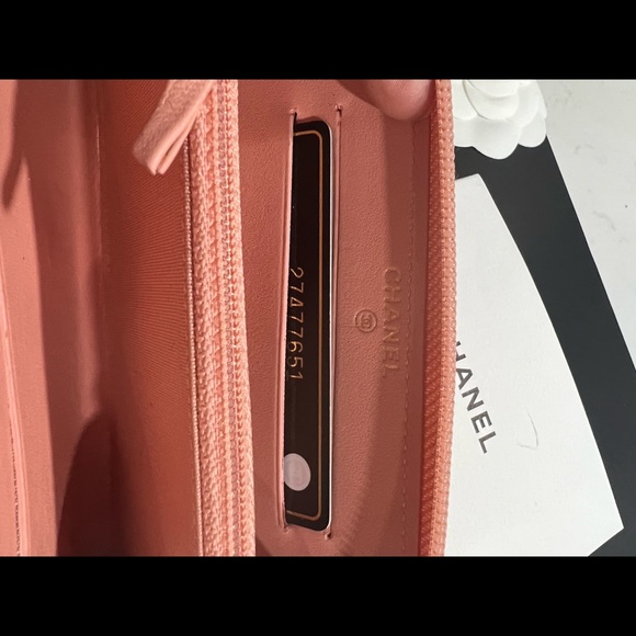 Chanel caviar quilted boy zip around wallet in pink - Picture 8 of 10